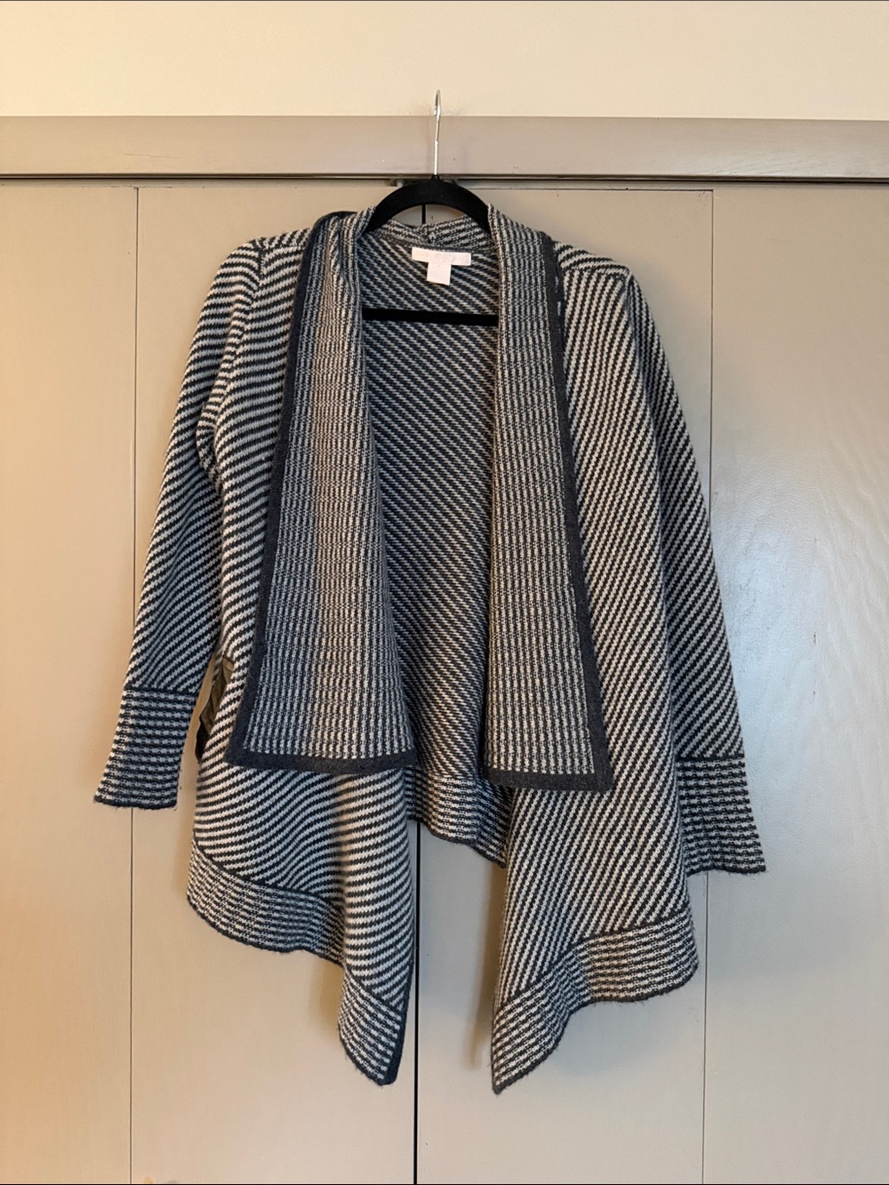 The Cashmere Project Striped Open-Front Waterfall Cardigan
